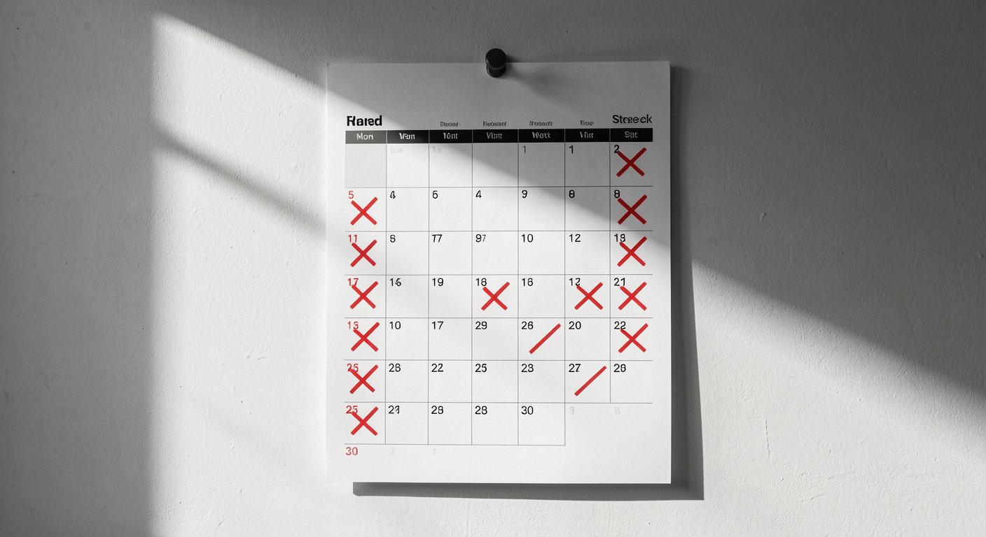 Daily habit tracker for becoming a better man â consistency calendar with X marks