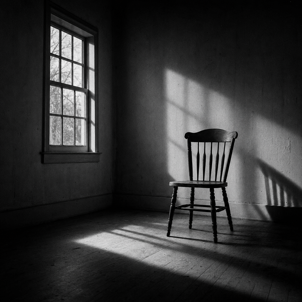 A solitary chair in a quiet room