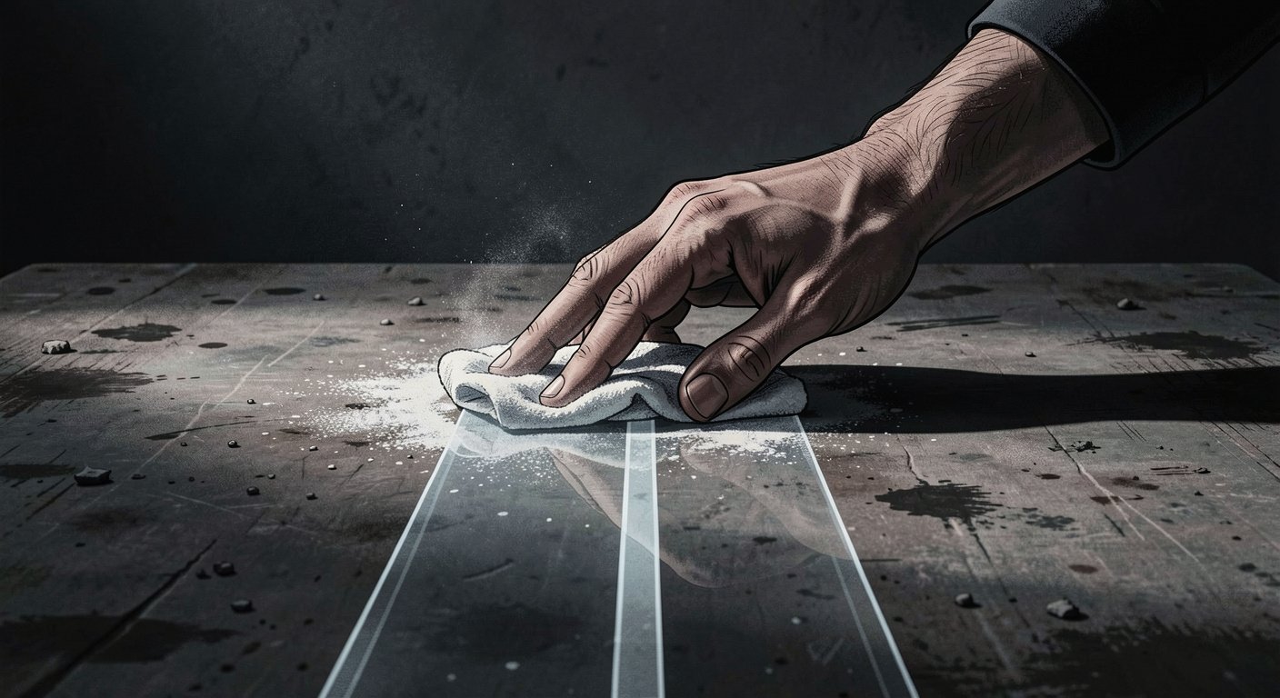 Hand wiping dust to reveal clear path, removing barriers to discipline