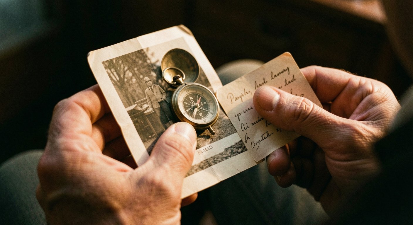 Man writing in leather journal at sunrise reflecting on finding purpose as a man
